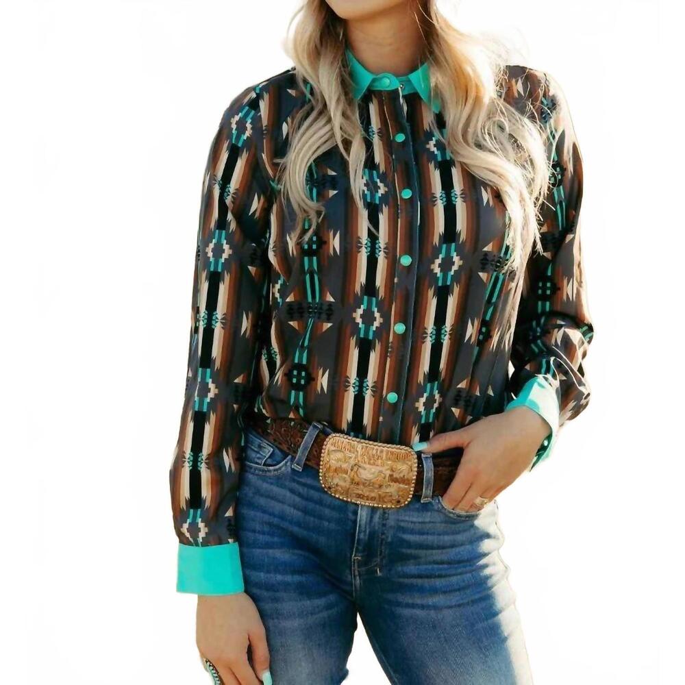 NEW STERLING KREEK dirt road snap front long sleeve shirt in red multi